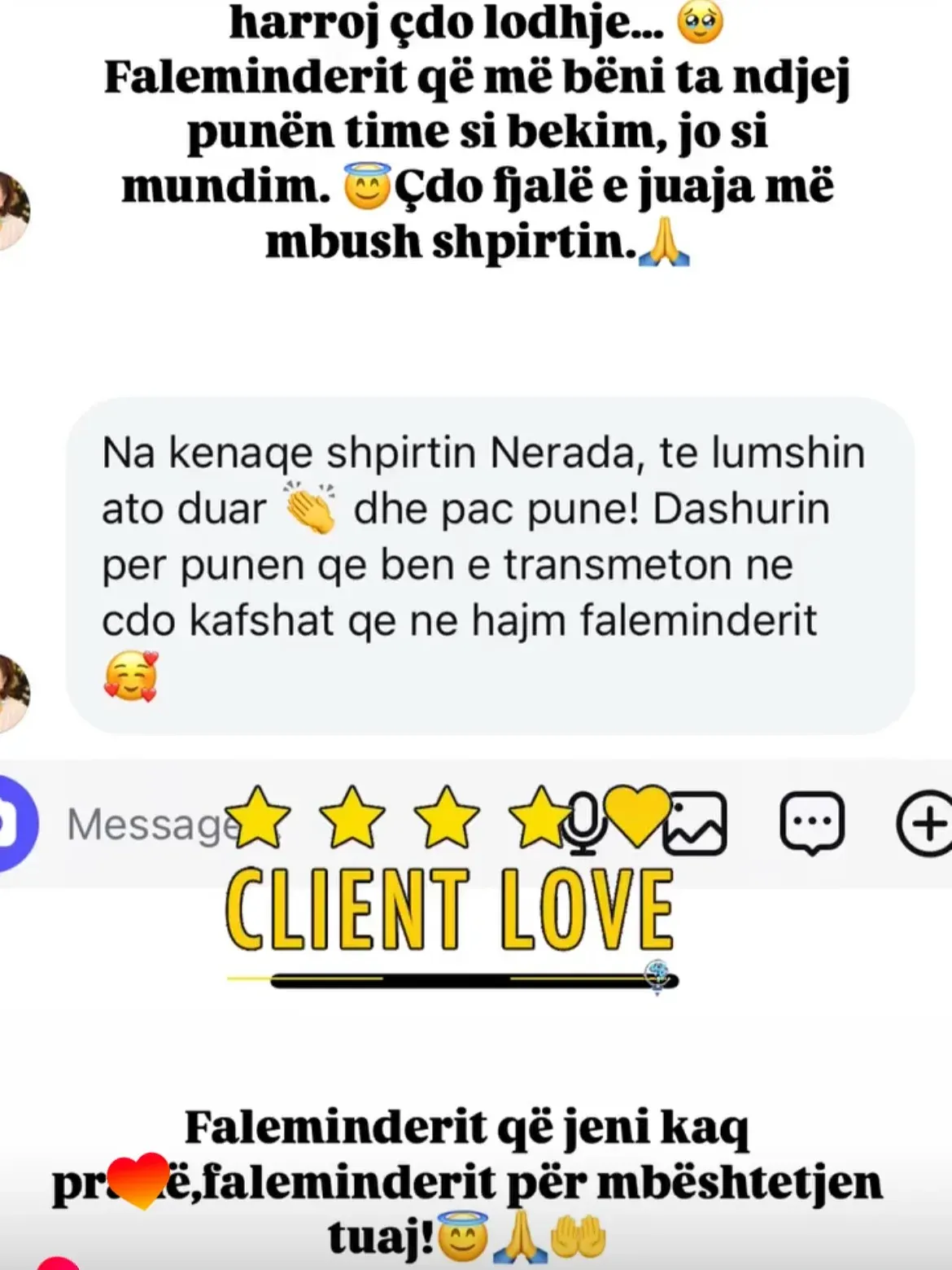 Swipe për të parë disa nga komentet dhe review-t e klientëve tanë të kënaqur. — Porosi, pamja 3